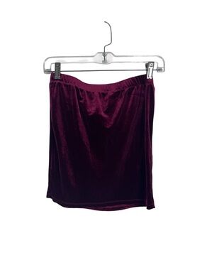 Velvet Pencil Skirt in Deep Burgundy Size S